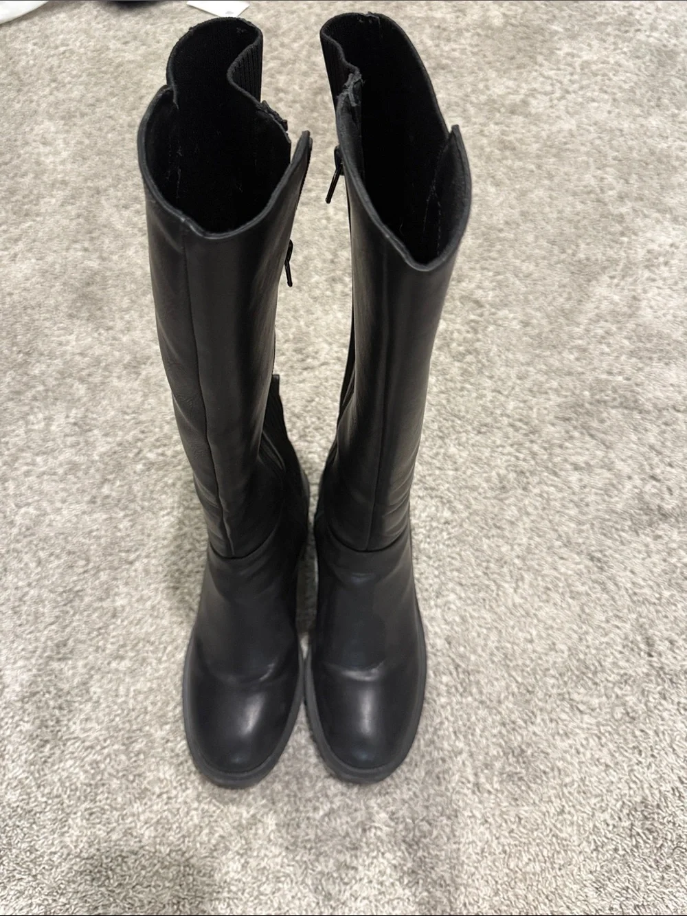 Women's Black Knee-High Stretch Panel Boots